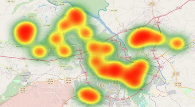 My Visiting Heatmap in Augusta GA
